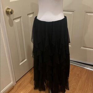 Zara Black Layered Midi Skirt